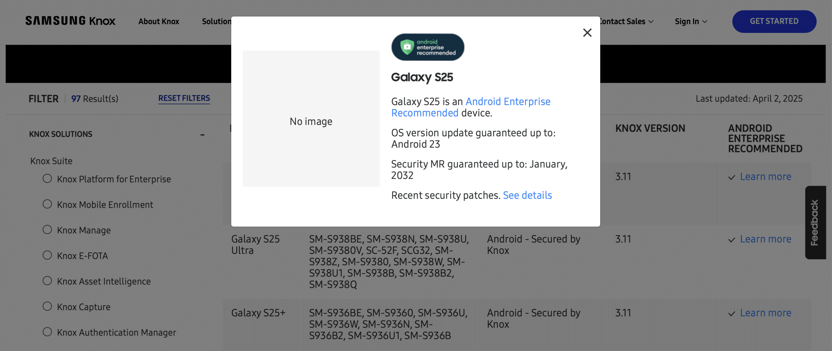Galaxy S25 Enterprise Edition Software Updates
